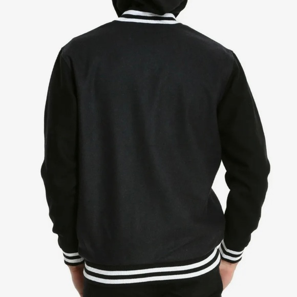 Harry Potter Hufflepuff Logo Hooded Varsity Wool Blend Jacket - Picture 11 of 12